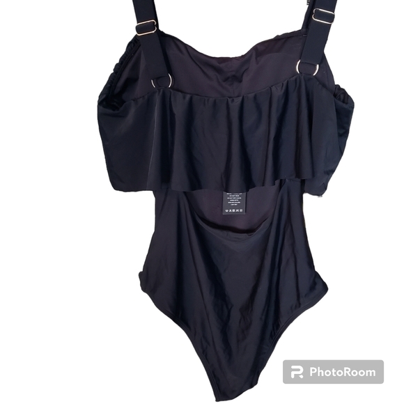 ONE PIECE SWIMSUIT WITH RUFFLE TOP AND CUTOUT BACK - Picture 2 of 5